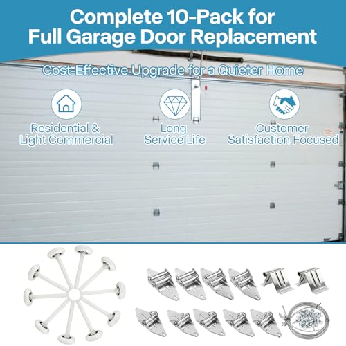 Garage Door Rollers 10 Pack Hardware Kit, 7 ft Door, White Nylon - Image 7