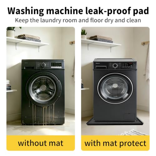 32" x 30" Foldable Washing Machine Drain Pan Silicone Mat,Black - Image 8
