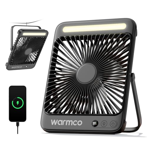 Warmco D4 Battery Powered Camping Fan 20000mAh, LED Lantern - Image 2