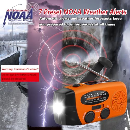 Emergency Hand Crank Radio with LED Flashlight, AM/FM NOAA - Image 3