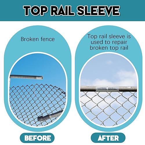 Tandefio 8 PCS Top Rail Sleeve Galvanized Steel Chain Link Fence - Image 6