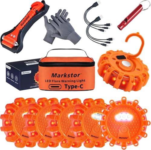 6-Pack LED Road Flares, Rechargeable roadside emergency kit - Image 2