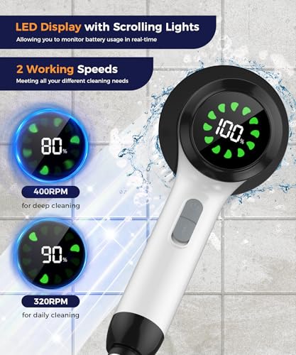 Electric Spin Scrubber, Cordless Long Handle, 5 Attachments - Image 3
