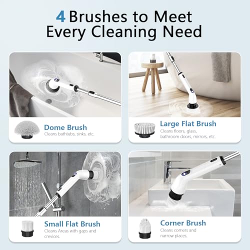 Electric Spin Scrubber,8 Replaceable Brush Heads for Home - Image 4