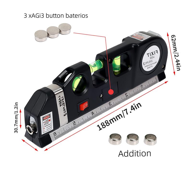 Laser Level Line Tool, Standard Cross Line Laser Leveler Beam Kit - Image 3