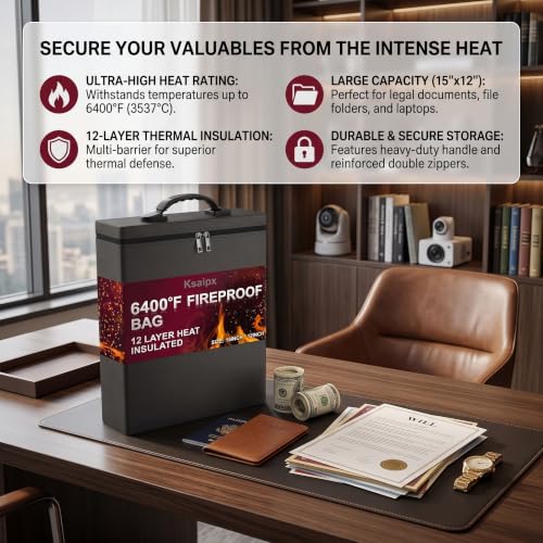 Fireproof Document Bag 15x12 Inch, 6400℉ Fireproof & IP67 - Image 5