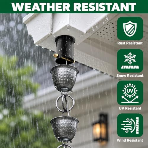 2 Pack Rain Chain Gutter Adapter, Metal Downspout Drainage - Image 6