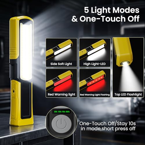 Magnetic Rechargeable Flashlight, LED Underhood Work Light - Image 5