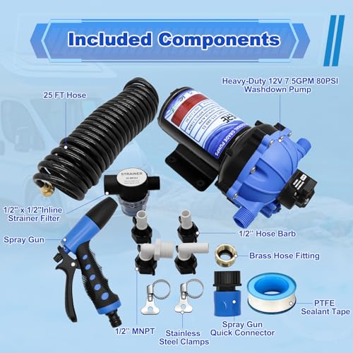 7.5 GPM 80 PSI Washdown Deck Wash Pump Kit, 12V Marine - Image 8