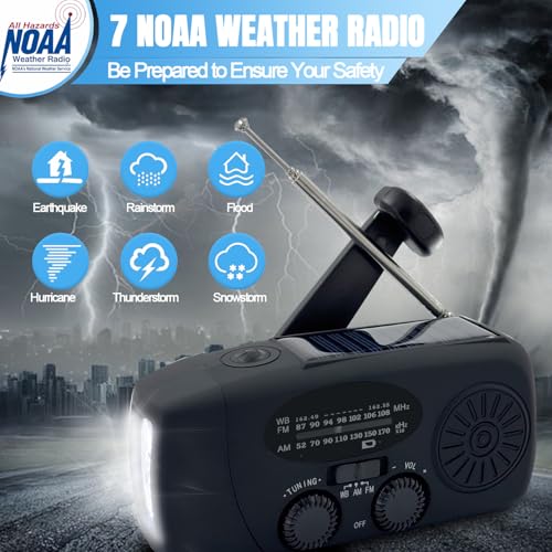 Emergency Weather Radio, Solar Hand Crank Radio AM/FM NOAA - Image 5