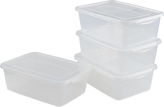 14 Quart Clear Latching Box, Plastic Storage Container Bins with Lids Set of 4