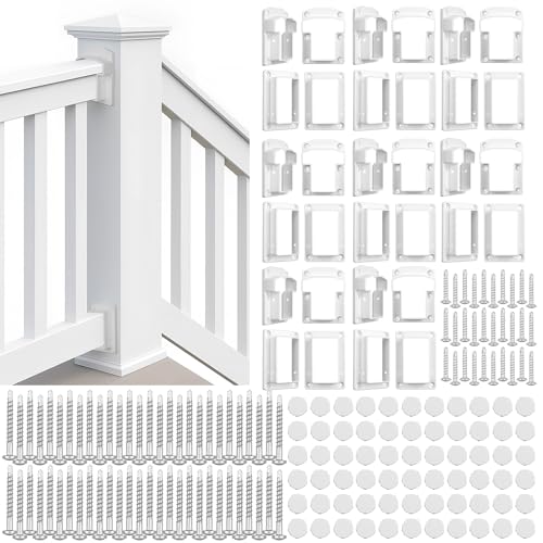 Beeveer 8 Sets Vinyl Fence Railing Bracket Kit with Screws - Image 2