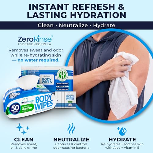 XL Body Wipes for Adults Bathing No Rinse - Shower Wipes & - Image 5
