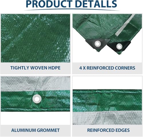 Tarp Waterproof 10x20FT Multi-Purpose Green Poly Tarps Cover 8Mil - Image 5