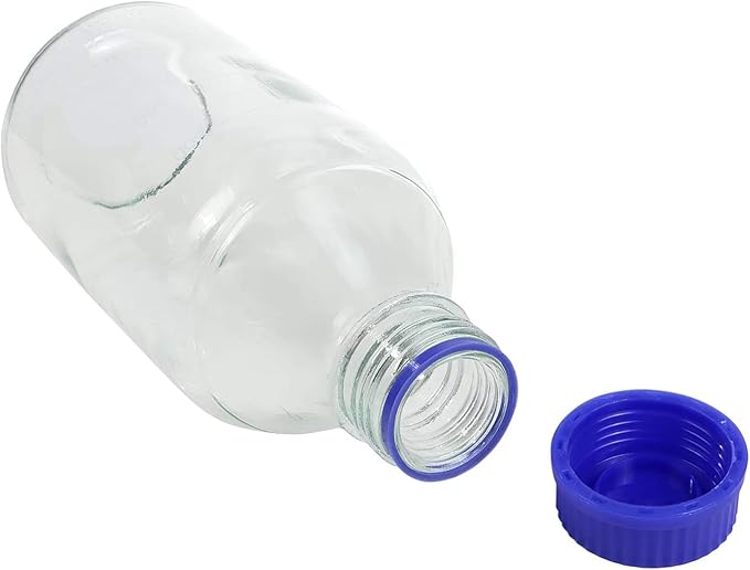Lab Media Storage Round Bottles Graduated Glass Container GL45 Screw Cap Leakproof Multi-Purpose for Scientific | pack of 4 (Blue,1000ml)