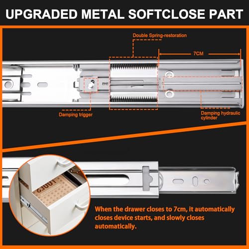 14 inch Drawer Slides 4 Pairs (8pcs) Soft Close 3 fold - Image 5