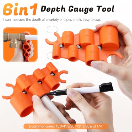 18 Pcs Plumbing Tool Kit, Pipe Depth Gauge, Reamer,St-209,Green - Image 4