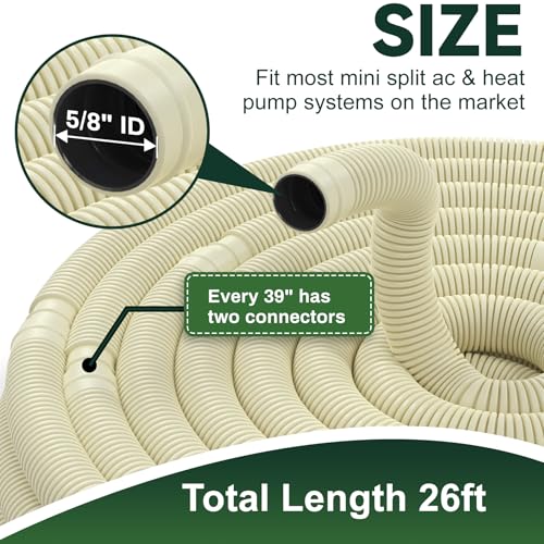 Flehomo 26Ft Universal Mini Split AC Drain Hose, 5/8 ID UV - Image 3