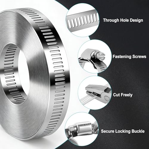 Hose Clamps DIY Kit 16 FT, Adjustable Metal Screw Clamps - Image 7