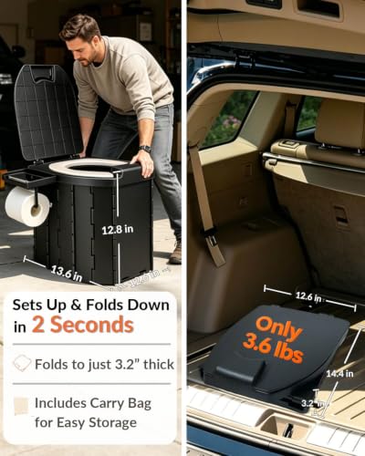 Portable Toilet 13 Inch 440 LBS for Adults & Teens | Travel Essentials - Image 3