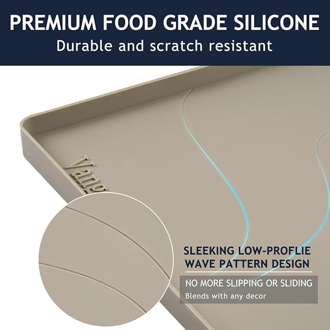 Heavy Duty Silicone Under Sink Mats for Kitchen Waterproof 34" x 19", Extra Thick Under Sink Rubber Mat Drip Tray, Raised Edge Under Sink Liner,Prevent Drips, Leaks, Spills,Brown