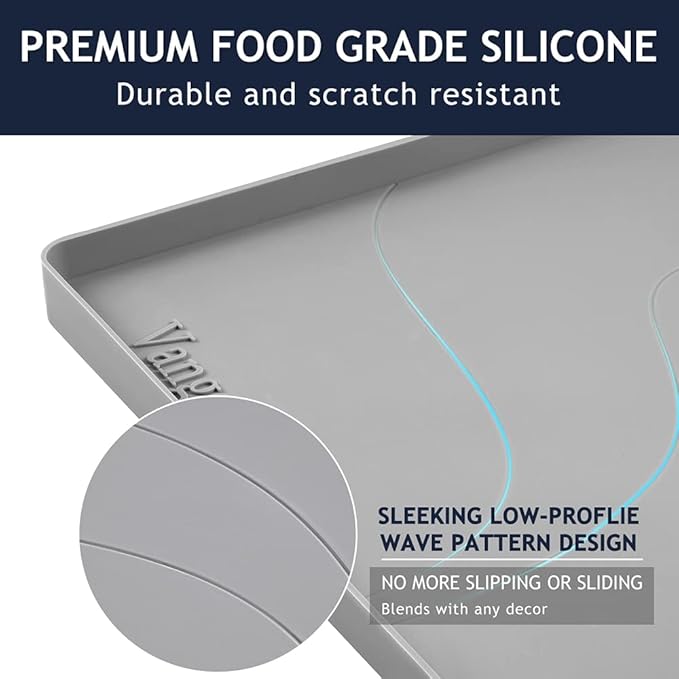 Heavy Duty Silicone Under Sink Mats for Kitchen Waterproof 25" x 22", Extra Thick Under Sink Rubber Mat Drip Tray, Raised Edge Under Sink Liner,Prevent Drips, Leaks, Spills,Grey