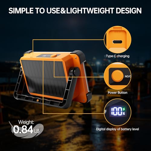 150W Solar Rechargeable Work Light, 180 LED 10000LM | Home Repair - Image 7