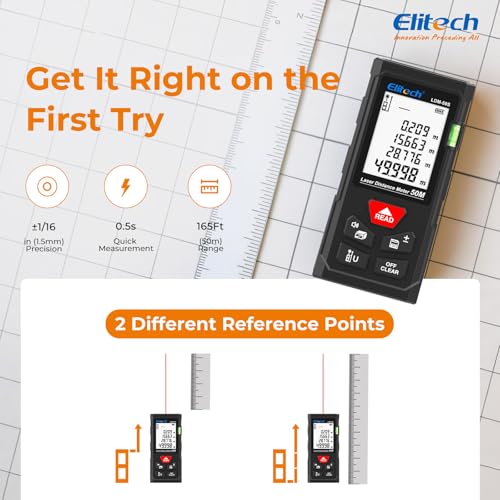 Elitech Laser Tape Measure, 165ft Laser Distance Meter - Image 6