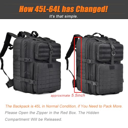 64L Large Tactical Backpack, Military Backpack - Image 7