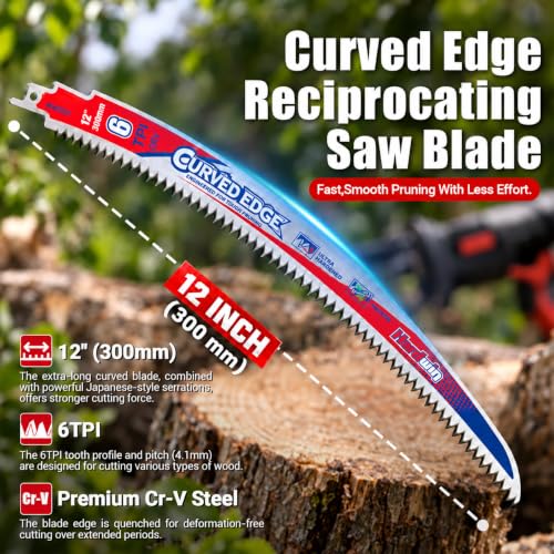 12-Inch Pruning Reciprocating Saw Blades, 6 TPI for Wood & - Image 4