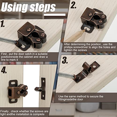 20 Pcs Cabinet Door Latch and Catch Hardware, Brown - Image 5