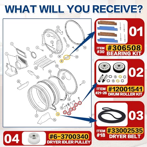 12001541 Dryer Repair Kit Fit for May-tag MDE2600AYW | Home Repair - Image 3