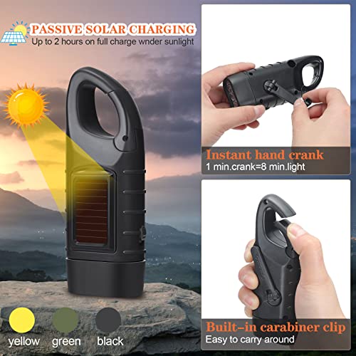 6 Pack Hand Crank Flashlights Solar Powered Flashlight, Green - Image 4
