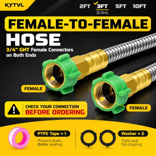 3FT Short Garden Hose Female to Female – Stainless Steel - Image 4