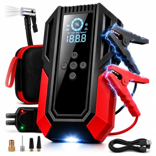 All-in-One Jump Starter with Air Compressor, 10000mAh Car - Image 2