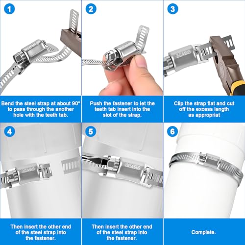 16 FT DIY Hose Clamps Assortment Kit,304 Stainless Steel - Image 4
