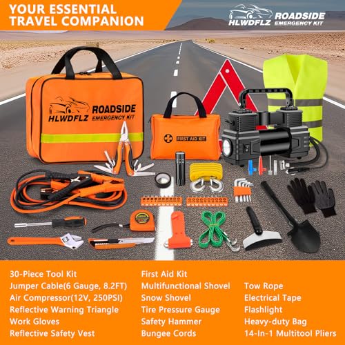 Car Emergency Kit with Portable Air Compressor - Roadside | Hand Tools - Image 8