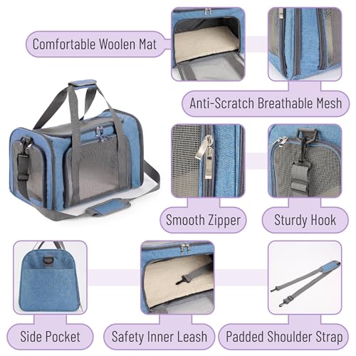 Mr. Pen- Pet Carrier, 17.5" x 11.2" x 11.5", Medium Size, Blue - Image 4