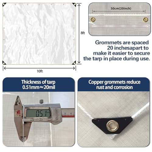 8×10ft, Clear Tarp with Grommets - Image 3