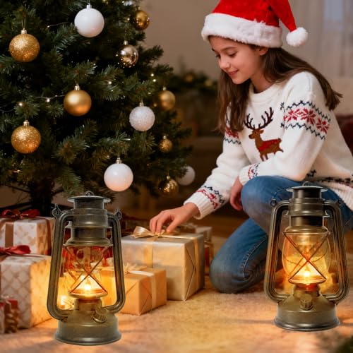 2 Pack LED Vintage Lantern Battery Powered Lanterns - Image 4