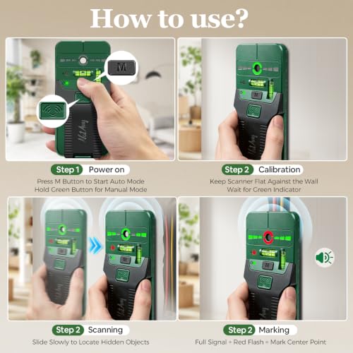 Stud Finder Wall Scanner, 6-in-1 Stud Finder with Cross | Home Repair - Image 6