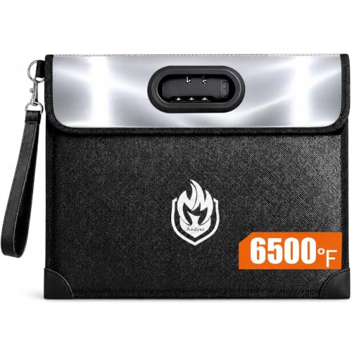 2-Pocket Fireproof Document Bag with Lock, 6500℉ Fireproof Money - Image 2