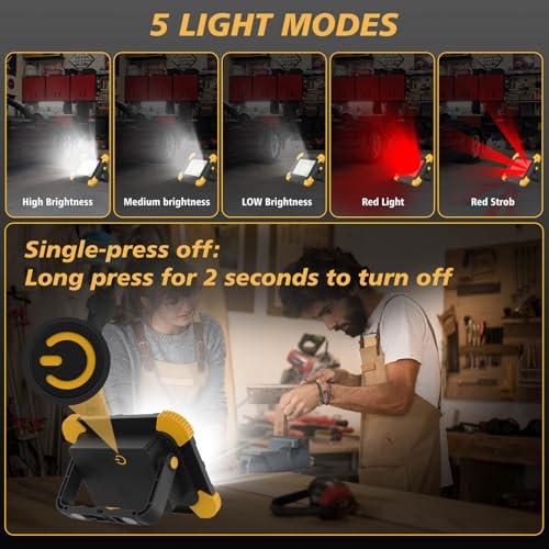 Rechargeable Magnetic LED Work Light, 40W Flood Light with 5 - Image 4