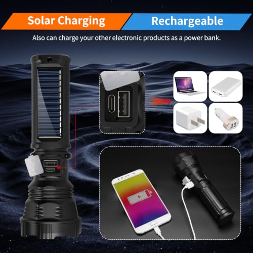 VOETIR Led Solar Flashlight, 1500 Lumens Led Solar | Travel Essentials - Image 7