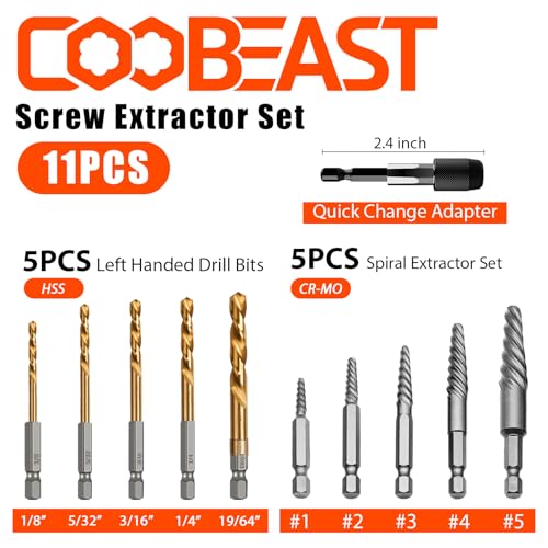 11 Pcs Screw Extractor Set,Left Hand Drill Bit - Image 3