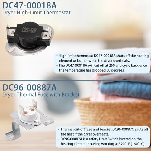 Dryer Thermal Fuse Kit DVE50R5200W/A3 DVE52A5500V/A3 - Image 6