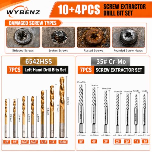 14Pcs Screw Extractor Set and Left Hand Drill Bits Set - Image 3