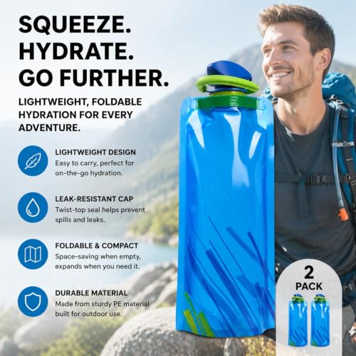 Collapsible Water Bottles 6 Pack with Folding Cutlery Set - Image 7