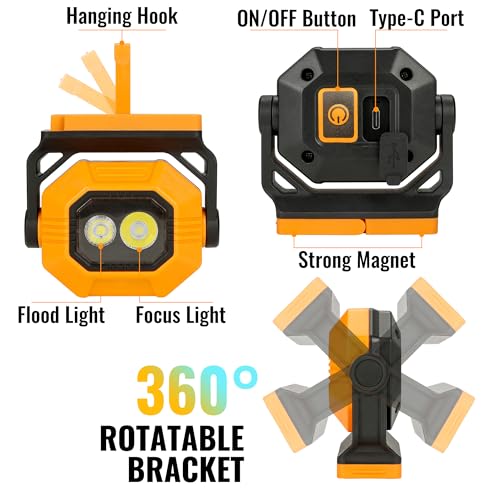 Easymaxx Rechargeable Magnetic Work Light 2 Pack, 1500LM LED - Image 3