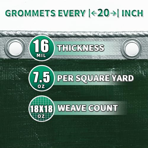 Extra Heavy Duty Tarp 10x12 Ft, 16 Mil Thick (Silver/Green) - Image 5